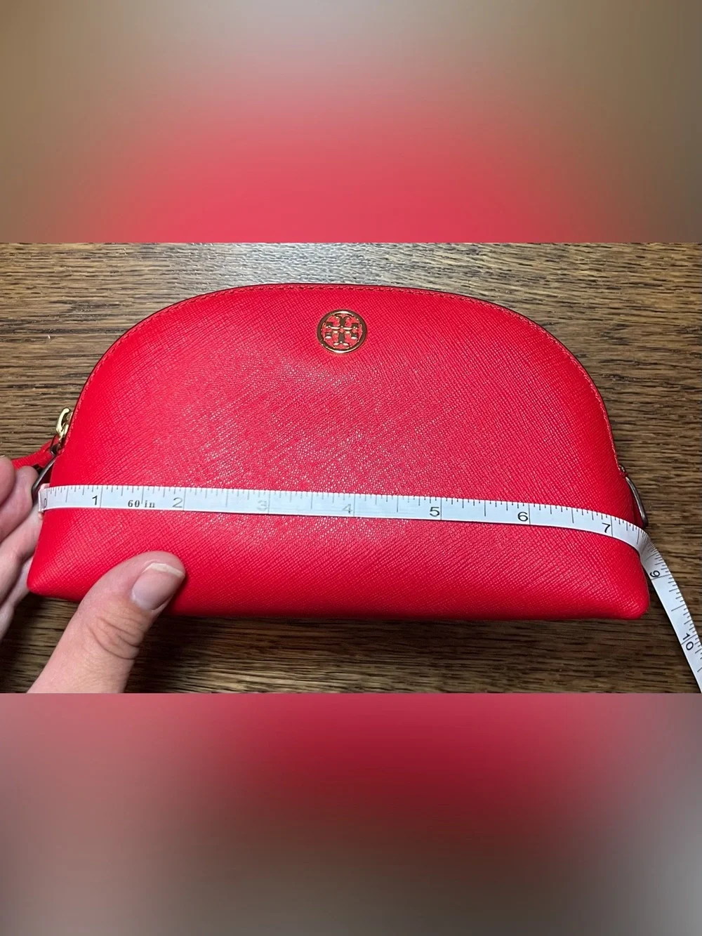 Tory Burch Robinson Small Makeup Bag in Brilliant Red